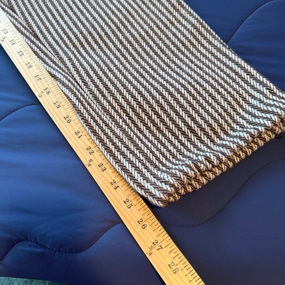 Brown and White Women's Striped Pants, elastic waist, adjustable ankle cuff. - Picture 8 of 16